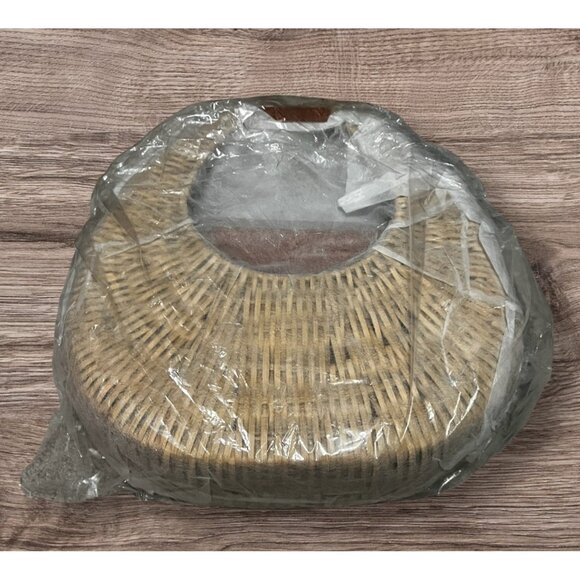 RAMLA New Ocean Rattan and Vegan Leather Bag Round Handle Purse - Picture 4 of 9